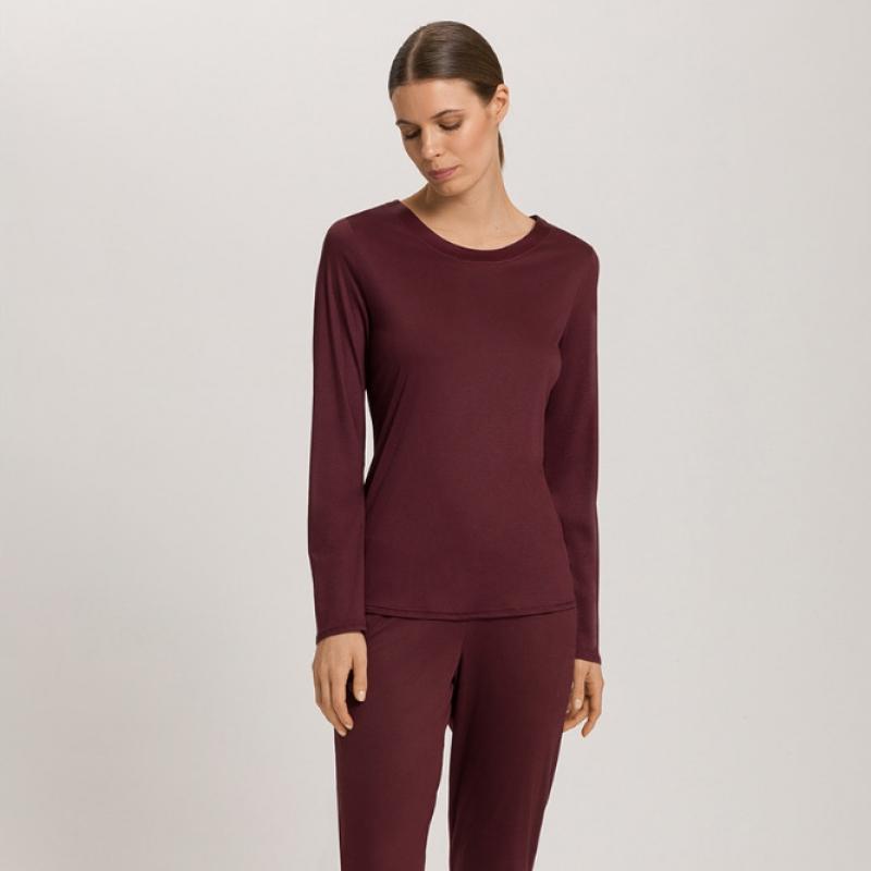 Hanro Silk Trimming T shirT  77381 Vivid Brown 