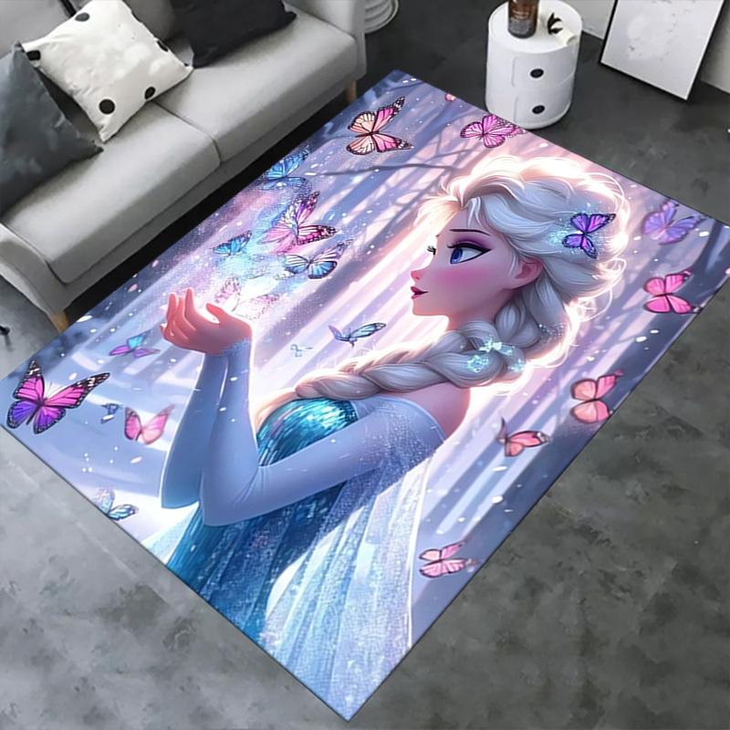 1pcOffice Carpet, Desk Mat, Gift for Home Decor, Elsa Inspired Butterfly Design, Soft and Comfortable Rug for Under Chairs