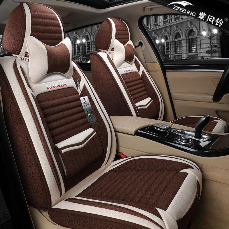 Льняной чехол для сиденья автомобиля Binyue Four Seasons - 2021 г., дизайн с полным объемом