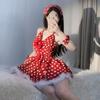 Сексуальное нижнее белье сексуальное чистое желание Цзяоцзяо Монро * новое платье в горошек фея необработанный край горловина пышная юбка