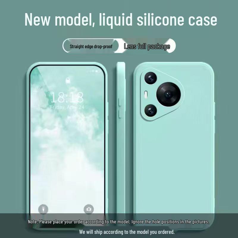 Чехол для Huawei P70 Pro - Однотонный кубик Рубика Жидкий Полное покрытие Защита от падения Прямая грань Мягкая оболочка