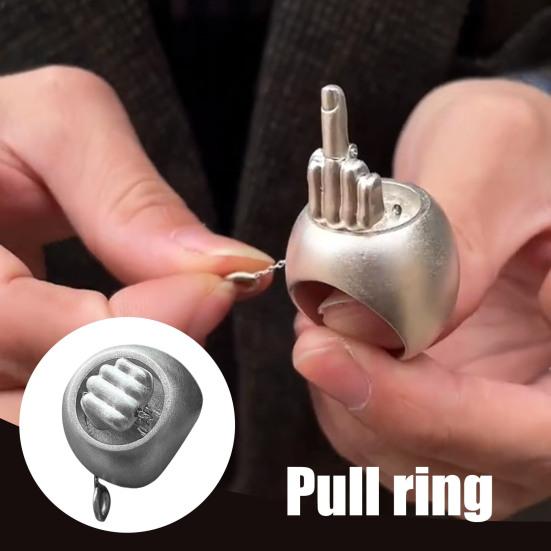 Выдвижное кольцо на средний палец Вращающееся кольцо на средний палец Ретро Личность Ниша Стресс