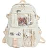 Aesthetic School Bags With Kawaii Pin And Cute Accessories Kawaii Backpack For Teen Dirls (white)