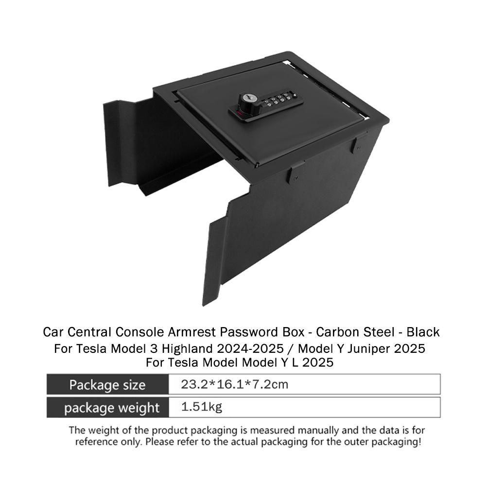 Fit For Tesla Model 3 Highland Model Y Juniper Model Y L 2025 Armrest Password Storage Box Accessories Center Console Lock Box