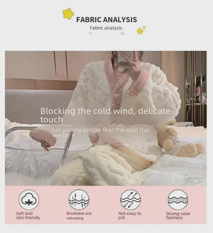 Женская пижама из кораллового флиса в корейском стиле - домашний костюм из плотной бархатной фланели