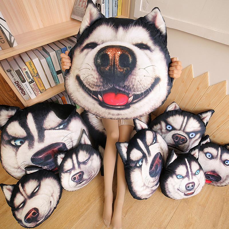 3D креативная плюшевая игрушка-подушка хаски кукла смешной бог и раздраженная голова собаки подарок на день святого валентина девочке на день рождения