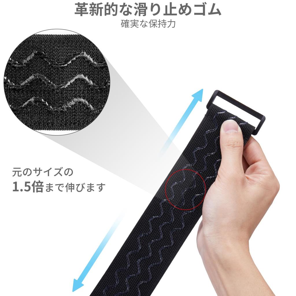 Trilancer Elastic Cable Ties, Velcro, Non-Slip, 5 Size Combo (10 Pack) Hook-and-Loop Storage Straps for Extension Cords, Cables, Ropes, Hoses,