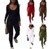 Women's Jumpsuit Solid Color Sexy Tight Fitting Elastic Sports Long Sleeved Jumpsuit