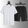 Summer Ice Silk Men's Casual Sports Set Loose Two Piece Breathable Quick Drying Round Neck T-shirt Shorts