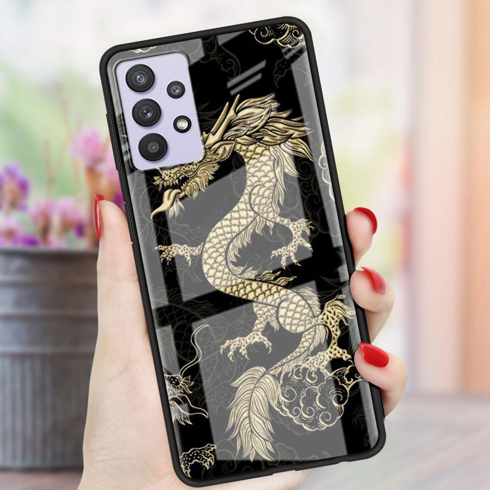 Чехол Dragon Animal Glass для Samsung Galaxy A52 A71 A50 A51 A70 A21s A31 A72 A10 A12 A30 A22 5G Phone Cover