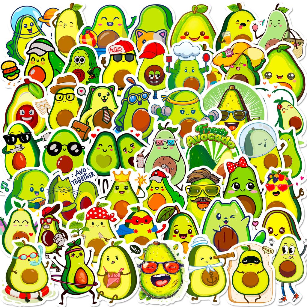 50 Cartoon Avocado Stickers Cute Avocado Stickers Fruit Personality Stickers