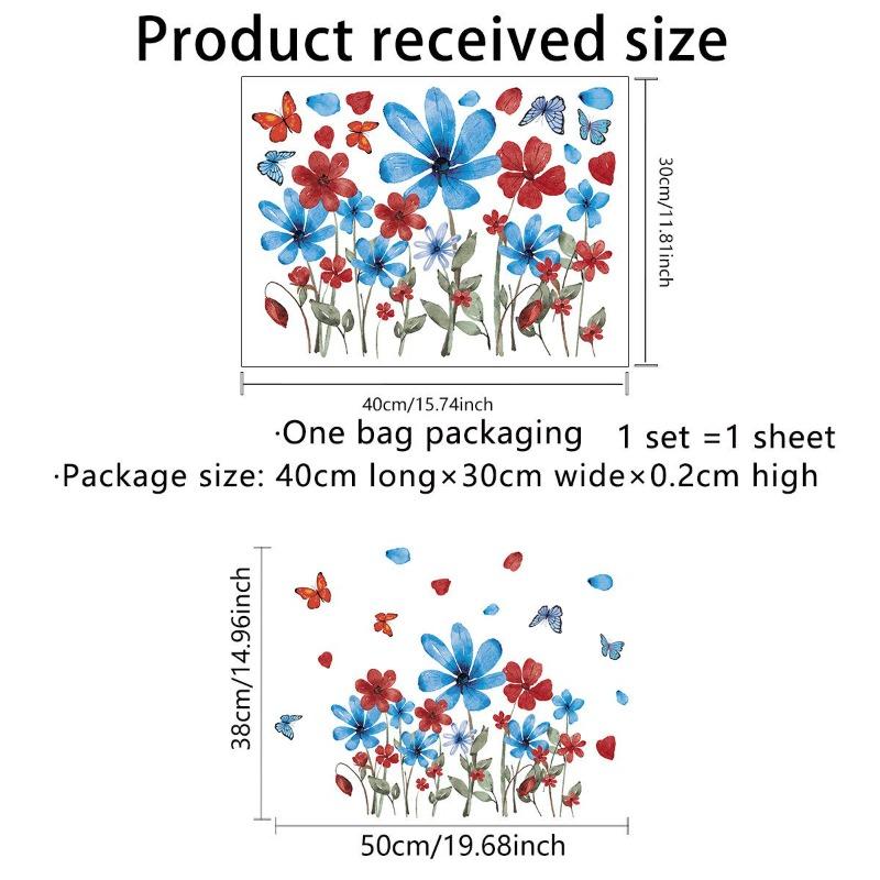 Красочные цветы и бабочки Электростатическая наклейка на стену для окон