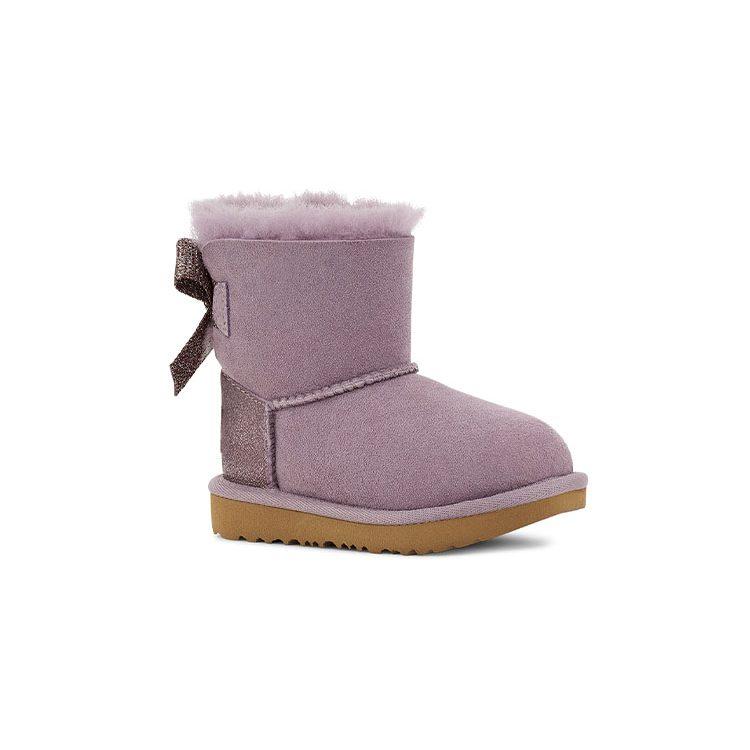 UGG Mini Bailey Bow Glit Snow Boots Pink Purple Children Aged 3 7 Years Old 1123617T-SHAD