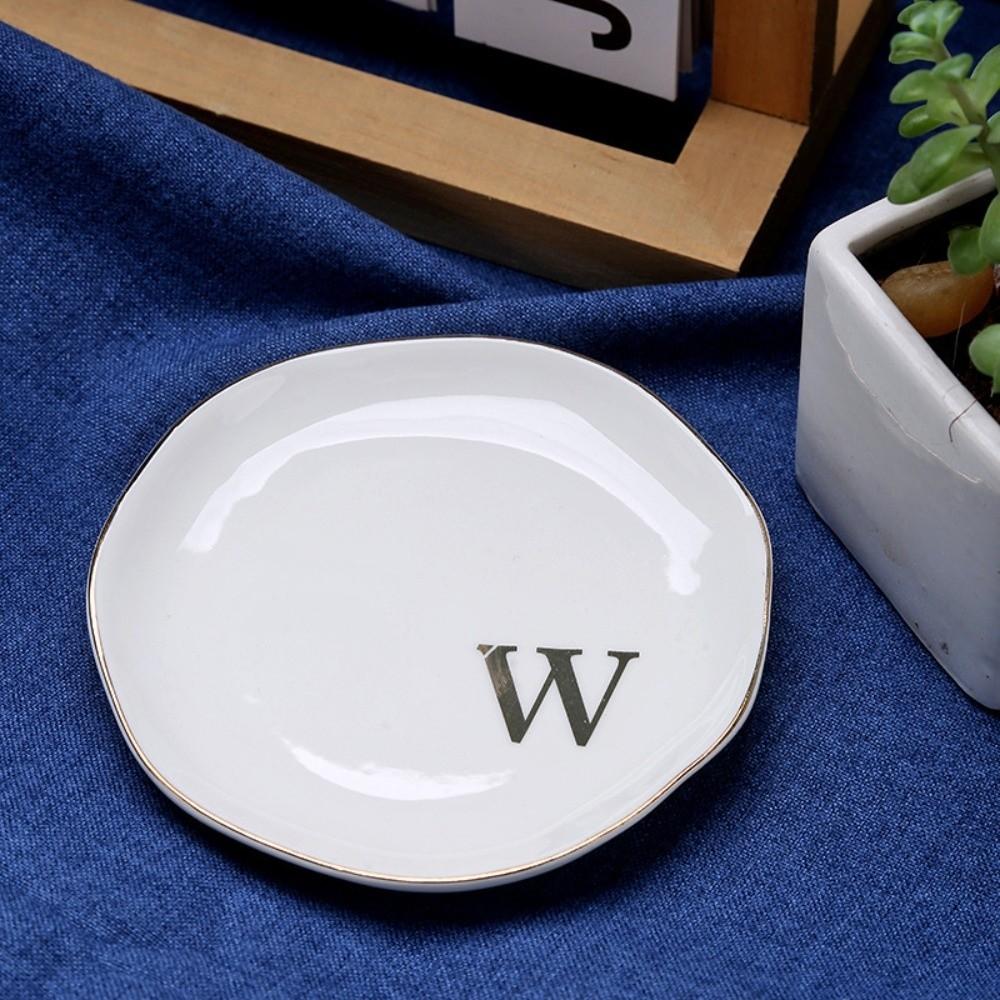 A-Z Monogram Letter Ring Dish White Decorative Ring Holder Plate Blogger's Recommendation