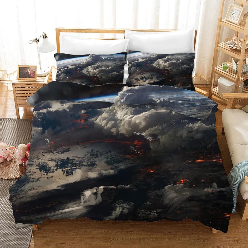 Starry Sky Duvet Cover Set Microfiber Outer Space Theme Comforter Cover Teens Boys Quilt Cover 3D Starry Sky Series Bedding Set