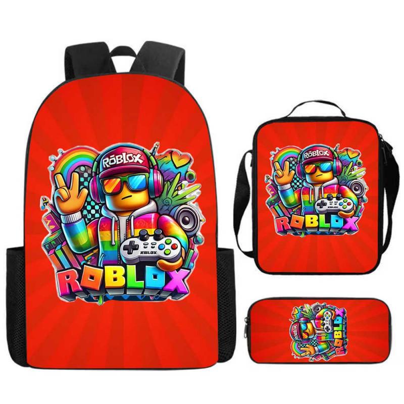 ROBLOX Themed Kids Backpack School Lightweight Durable Oxford Fabric Bag With Padded Straps Cartoon Print Grades 1-9