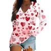 Women's Long Sleeved T-shirt V-neck Valentine's Day Print Casual And Comfortable Top