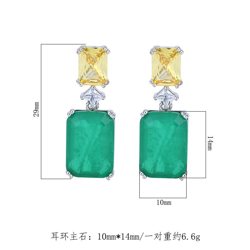 New Cross-border High-end Paraiba Earrings Simple Square Women's Retro Fashion Accessories