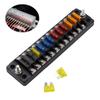 Universal Positive Negative Car 12 Way Fuse Box with 24 Fuses 1 In and 1 Out Fuse Holder with