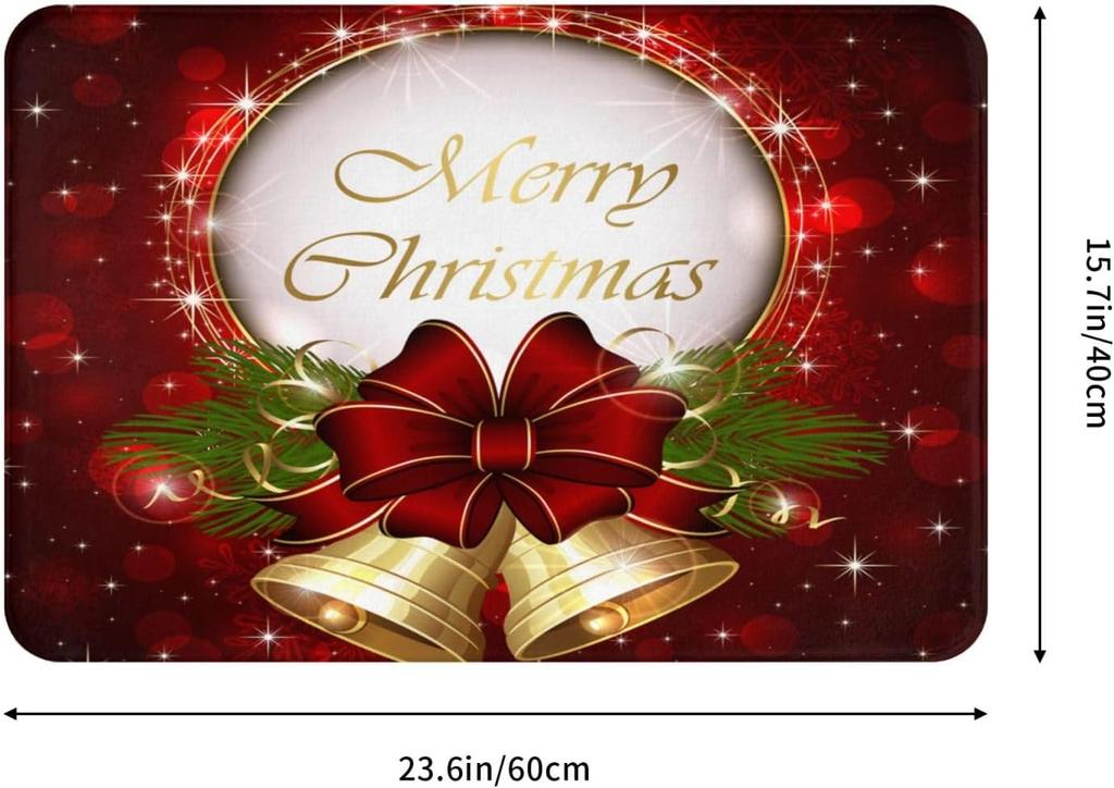 VIKAMA Christmas Cartoon Floor Mat Christmas Bells Snowflake Area Carpet Home Decor Indoor And Outdoor Welcome Doormat