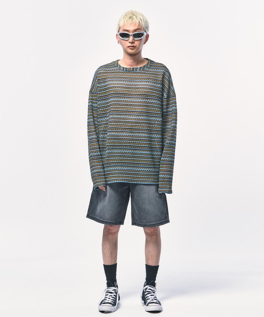 C WEAR BY THE GENIUS Прозрачный вязаный пуловер цвета хаки