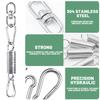 Ressort Oscillant pour Chaise Suspendue Ressort en Acier Inoxydable 304 avec Crochet Pivotant à 360° et 2 Mousquetons Kits (4 Pcs)