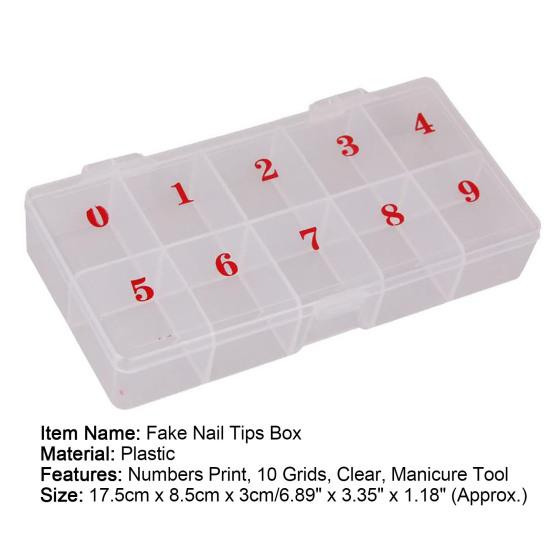 10 сеток с числами, пластиковый ящик для хранения накладных ногтей, коробка-контейнер-органайзер