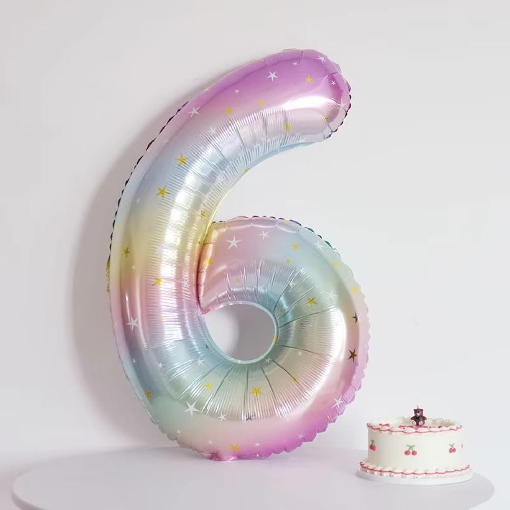 40 Inch Gradient Star Number Balloon Perfect for Party Decoration Photo Props Boys and Girls' Theme Birthday Parties New Year De