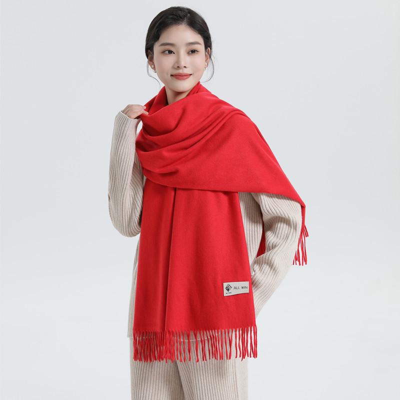 Luxury Unisex Wool & Cashmere Scarf: Thickened Solid Color for Autumn & Winter