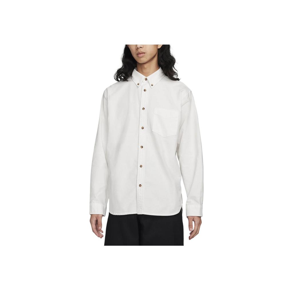 Nike Однотонная повседневная рубашка с квадратным воротником и длинным рукавом, мужские рубашки белого цвета FN3126-121