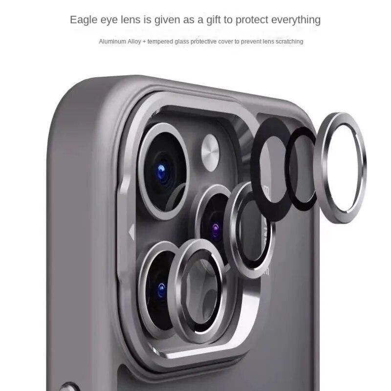 Роскошный чехол с металлическим кольцом для объектива Magsafe, магнитный чехол для телефона для IPhone 15 12 13 14 11 Pro Max, защитное стекло для камеры, мягкий чехол