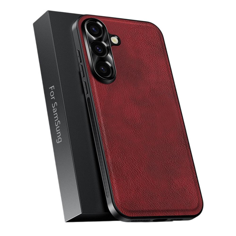 Чехол для Samsung Galaxy A56 5G PU+TPU+PC Задняя крышка телефона с металлическим ободком для объектива