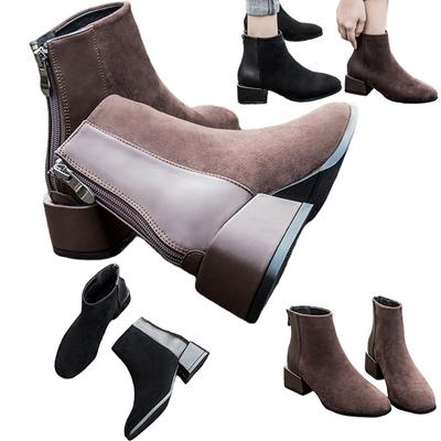 Короткие сапоги большого размера. Ботинки Челси. Женские замшевые сапоги на толстом каблуке.