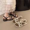 Женские летние сандалии на танкетке с толстой подошвой, новая мода 2025, уличная обувь, сандалии-гладиаторы с мягкой подошвой и перекрещивающимися ремешками