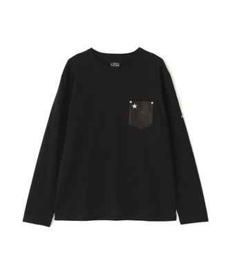 Кожаная футболка Schott LS One Star с карманом, мужская, размер M, 010, черный, 782-5930003