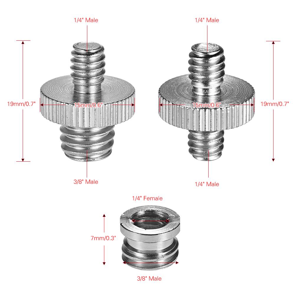 1 4  20 and 3 8  16 Threaded Screw Adapter Mount Set Reducer Bushing Converter for Camera Tripod Monopod Ballhead Light