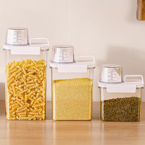 Storage Box Transparent Airtight Container with Ergonomic Grip BPA Free Leakproof Large Capacity Sealed Flour Sugar Container