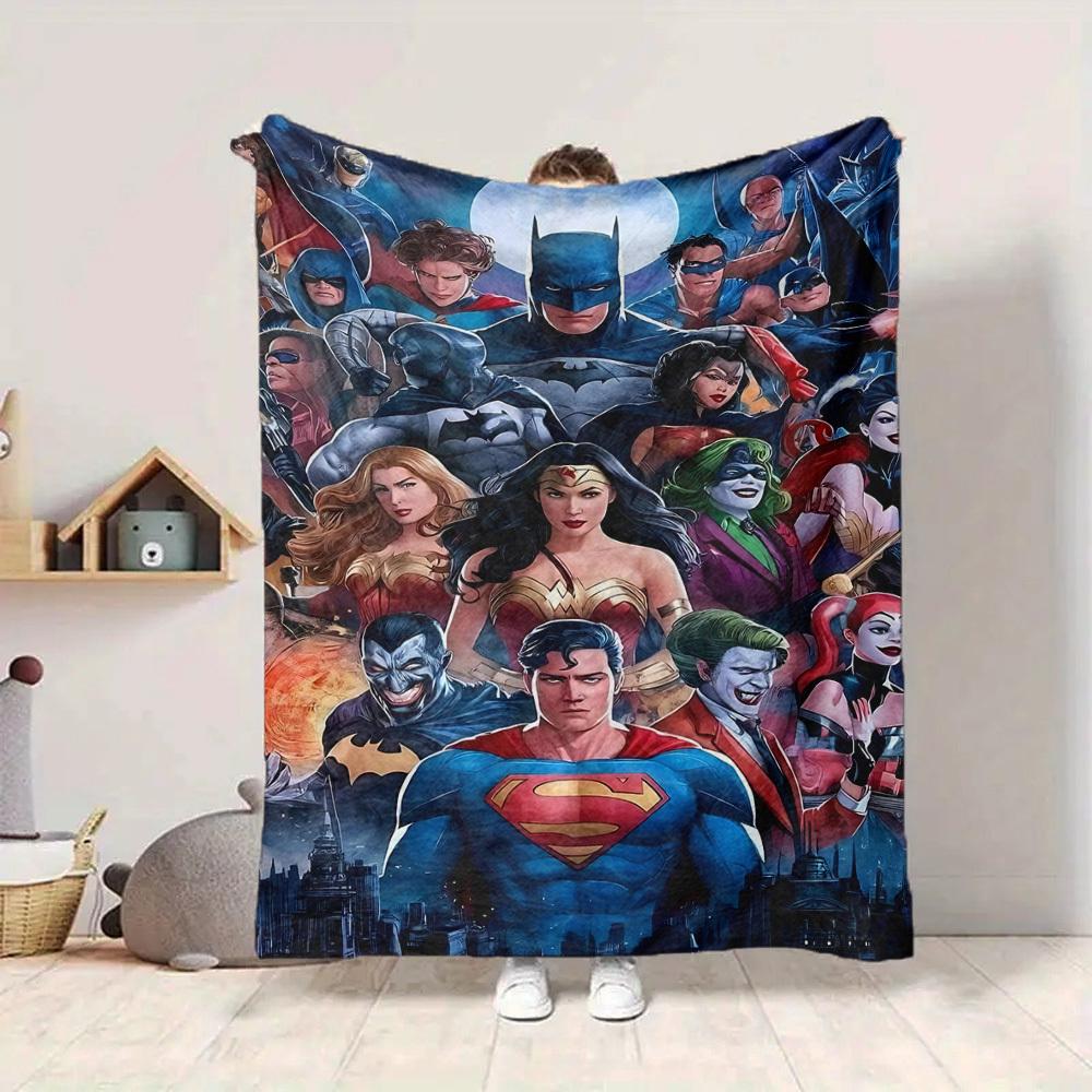 1pc Superheroes Flannel Throw Blanket Lightweight Soft Warm All Season Blanket for Sofa, Bed, Travel, Camping L1024166