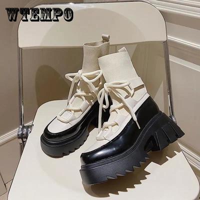 Женские ботинки; Короткие сапоги в британском стиле; Модные универсальные ботинки на платформе;