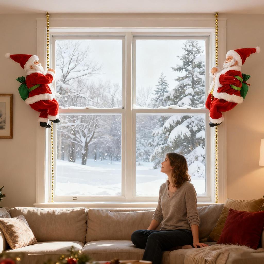 Лазающий Санта Клаус с музыкой, на батарейках, праздничное украшение для вечеринки, дома, отеля, офиса, рождественские подарки