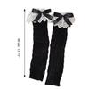 Women Autumn Ruffled Lace Bowknot Leg Warmers Japanese Lolita Twist Cable Knitted Foot Covers Student Stretch Calf Socks