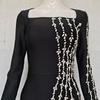 Европейское и американское роскошное платье-бандаж с квадратным вырезом и стразами - Приталенное, элегантное вечернее платье для светской львицы.