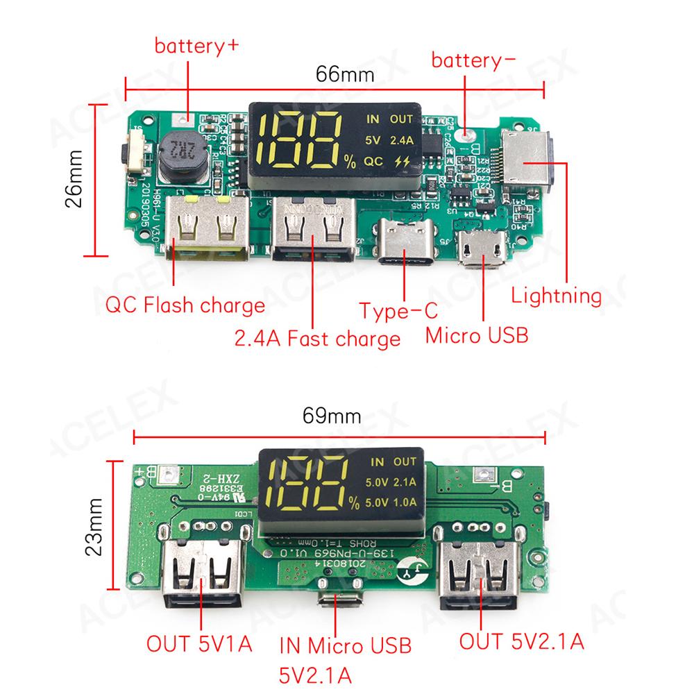 Charging Module Dual USB Battery Charger Board 18650 Charging USB Charging Lithium Battery Charger