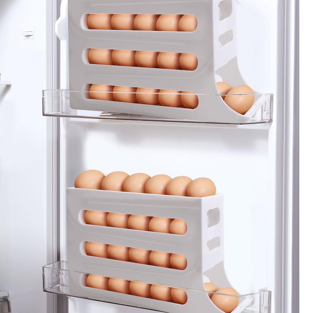 4 яруса 30 яиц держатель для яиц для холодильника автоматический вращающийся органайзер для яиц экономит место большая емкость контейнер для яиц кухонное хранение