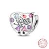100% 925 Silver Sisters Best Friends Series Charms Pink Heart Rose Beads Fit Qikaola Bracelet DIY Birthday Jewelry Gift