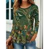 Spring and Autumn Round Neck Vintage Floral 3D Printed Top Fashionable Casual Long Sleeved Women's T-shirts