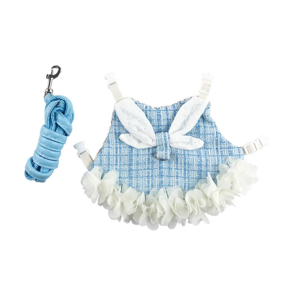 Breathable Guinea Pigs Clothes Princess Style Pet Harnesses and Leash Set Soft Pet Costumes Bunny