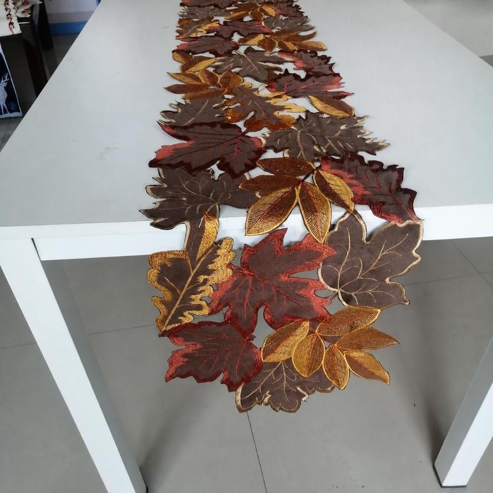 Multicolor Embroidered Table Runner Leaf Pattern Dinner Mat Tabletop Placemat  Farmhouse Dining