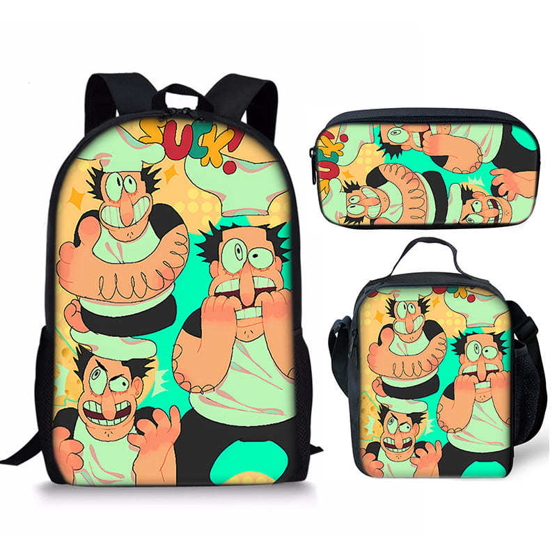 Trendy Popular Novelty pizza tower 3D Print 3pcs/Set Student School Bags Laptop Daypack Backpack Crossbody Lunch bag Pencil Case