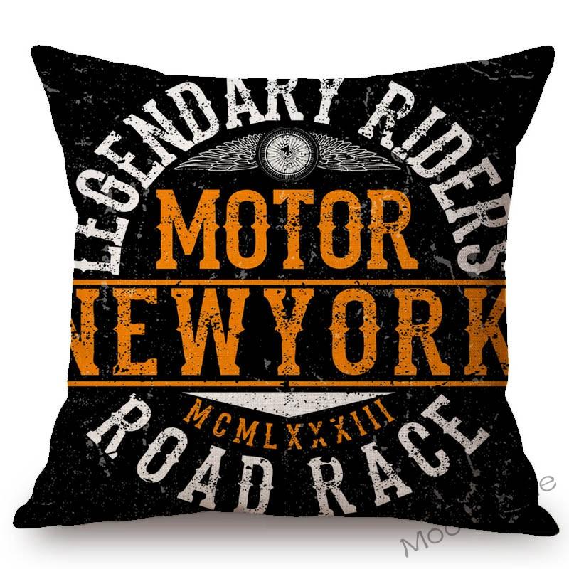 Vintage Motorcycle Club Legendary Rider Letter Print Home Decoration Art Sofa Throw Pillow Case Retro Motorbike Cushion Cover